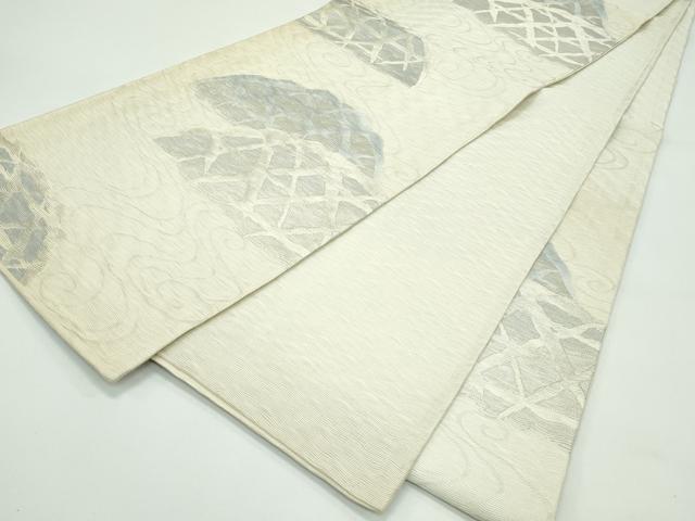 平和屋着物＊夏物　六通柄袋帯　すくい織　流水籬文　銀糸　正絹　逸品　CABF4677rv