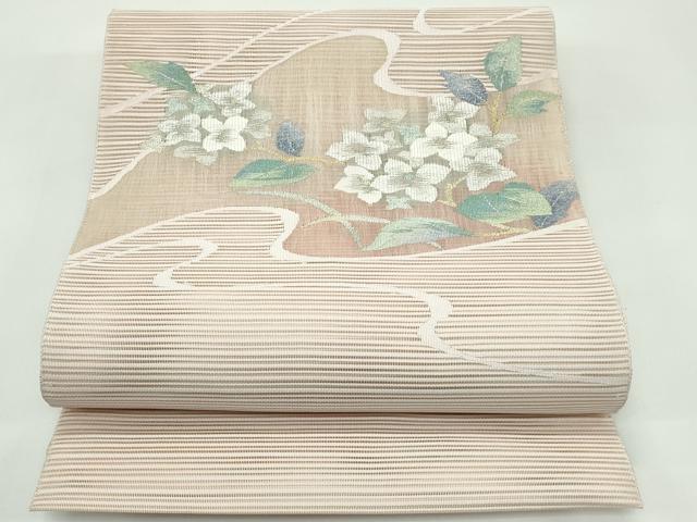 平和屋着物＊夏物 八寸名古屋帯 絽綴れ 紫陽花 金銀糸 正絹 逸品 未使用 CABF4681rv