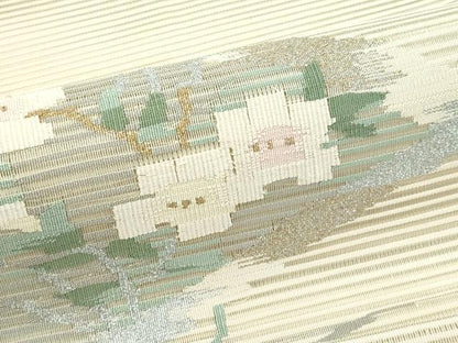 平和屋着物＊夏物 八寸名古屋帯 絽綴れ 草花文 金銀糸 正絹 逸品 CABF4686rv