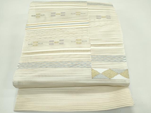 平和屋着物＊夏物 八寸名古屋帯 絽綴れ 幾何学文様 金銀糸 正絹 逸品 CABF4688rv