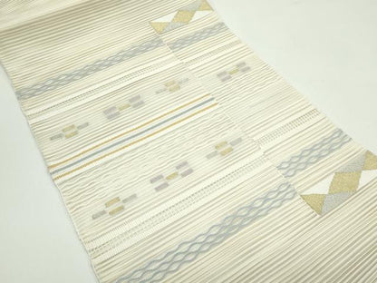 平和屋着物＊夏物 八寸名古屋帯 絽綴れ 幾何学文様 金銀糸 正絹 逸品 CABF4688rv