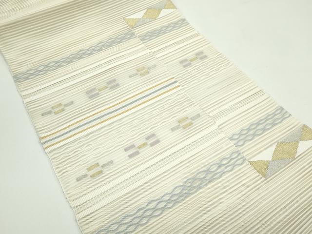 平和屋着物＊夏物 八寸名古屋帯 絽綴れ 幾何学文様 金銀糸 正絹 逸品 CABF4688rv