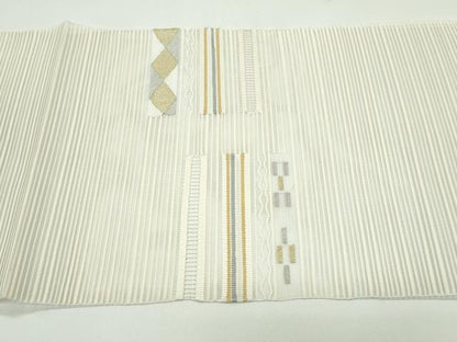 平和屋着物＊夏物 八寸名古屋帯 絽綴れ 幾何学文様 金銀糸 正絹 逸品 CABF4688rv