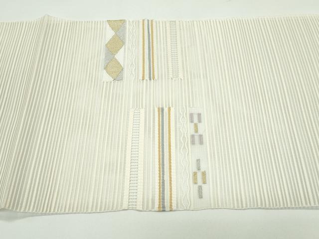 平和屋着物＊夏物 八寸名古屋帯 絽綴れ 幾何学文様 金銀糸 正絹 逸品 CABF4688rv