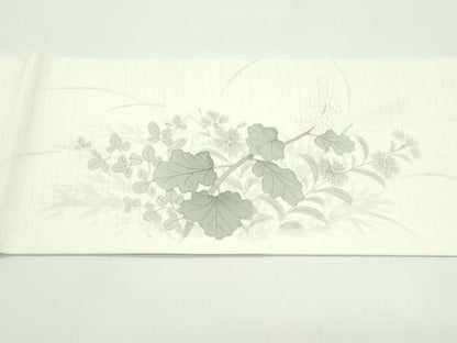 平和屋着物＊夏物 九寸名古屋帯 手描き 秋草文 麻 逸品 CABF4691rv