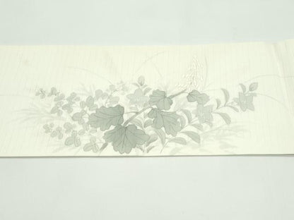 平和屋着物＊夏物 九寸名古屋帯 手描き 秋草文 麻 逸品 CABF4691rv