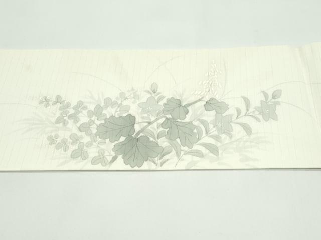 平和屋着物＊夏物 九寸名古屋帯 手描き 秋草文 麻 逸品 CABF4691rv