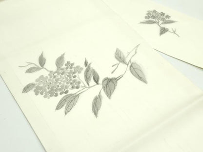 平和屋着物＊夏物 九寸名古屋帯 作家物 民芸手織 生つむぎ 手描き 紫陽花 証紙付き 正絹 逸品 CABF4692rv