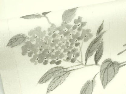 平和屋着物＊夏物 九寸名古屋帯 作家物 民芸手織 生つむぎ 手描き 紫陽花 証紙付き 正絹 逸品 CABF4692rv