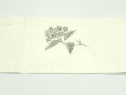 平和屋着物＊夏物 九寸名古屋帯 作家物 民芸手織 生つむぎ 手描き 紫陽花 証紙付き 正絹 逸品 CABF4692rv