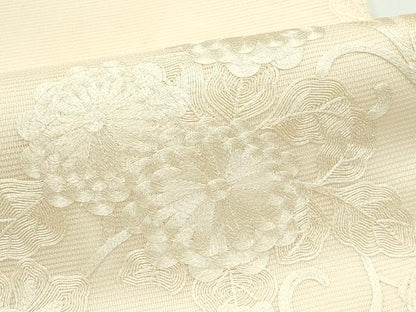平和屋着物＊夏物 九寸名古屋帯 総刺繍 花唐草文 正絹 逸品 CABF4694rv