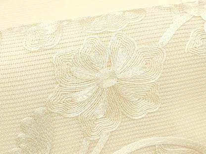 平和屋着物＊夏物 九寸名古屋帯 総刺繍 花唐草文 正絹 逸品 CABF4694rv