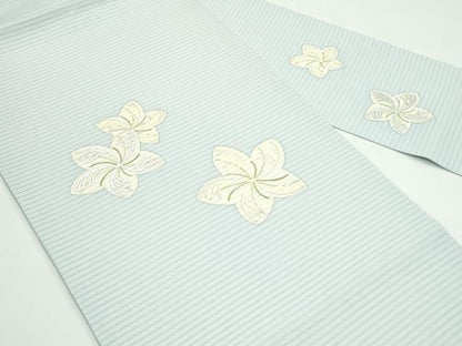 平和屋着物＊夏物 絽塩瀬 九寸名古屋帯 舞花文 銀彩 正絹 逸品 CABF4695rv