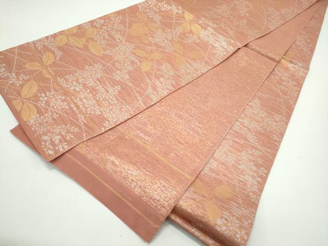 平和屋着物＊夏物 織物一筋名門 織悦 全通柄 本袋帯 草花文 金銀糸 正絹 逸品 CABF4702rv