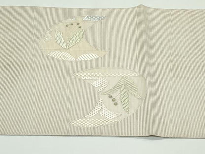 平和屋着物＊夏物　太鼓柄袋帯　絽綴れ　絽刺し　総刺繍　区限刺繍　花鳥文　正絹　逸品　CABF4705rv