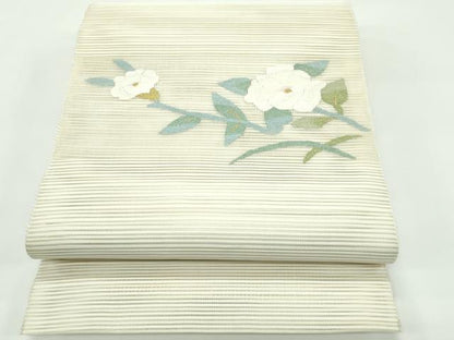 平和屋着物＊夏物　八寸名古屋帯　絽綴れ　草花文　金銀糸　正絹　逸品　CABF4707rv