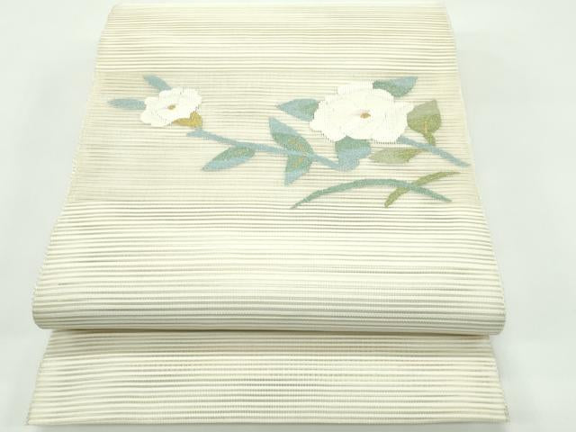 平和屋着物＊夏物　八寸名古屋帯　絽綴れ　草花文　金銀糸　正絹　逸品　CABF4707rv