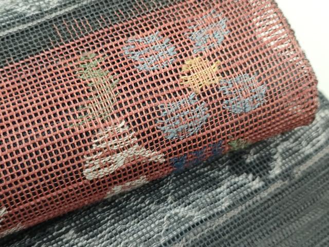 平和屋着物＊夏物　1854年創業　帯屋捨松　八寸名古屋帯　草花横段文　正絹　逸品　CABF4708rv