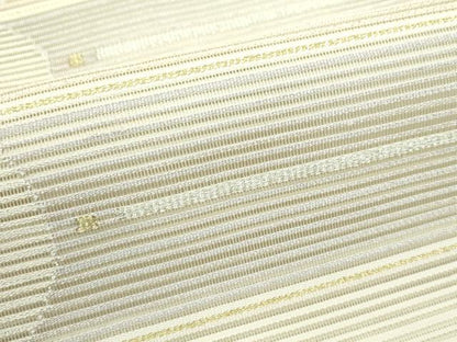 平和屋着物＊夏物　絽綴れ　八寸名古屋帯　横段文　金銀糸　正絹　逸品　CABF4712rv