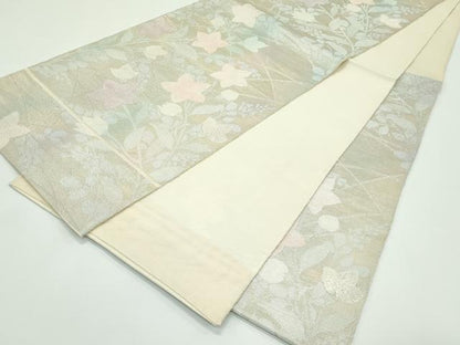 平和屋着物＊夏物 六通柄袋帯 桔梗 銀糸 正絹 逸品 CABF4716rv