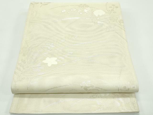 平和屋着物＊夏物　六通柄袋帯　菊　桔梗　銀糸　正絹　逸品　未使用　CABF4719rv
