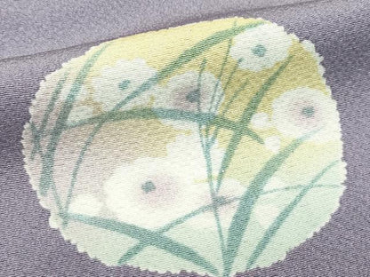 平和屋着物▽上質な小紋　単衣　舞花弁　草花丸文　正絹　逸品　CABF4723rv