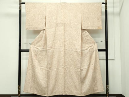 平和屋着物▽上質な小紋　単衣　紗綾形草花丸文　正絹　逸品　CABF4724rv