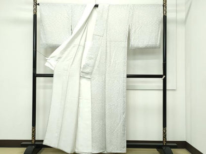平和屋着物▽上質な小紋　単衣　切嵌鳳凰吉祥花文　正絹　逸品　CABF4725rv