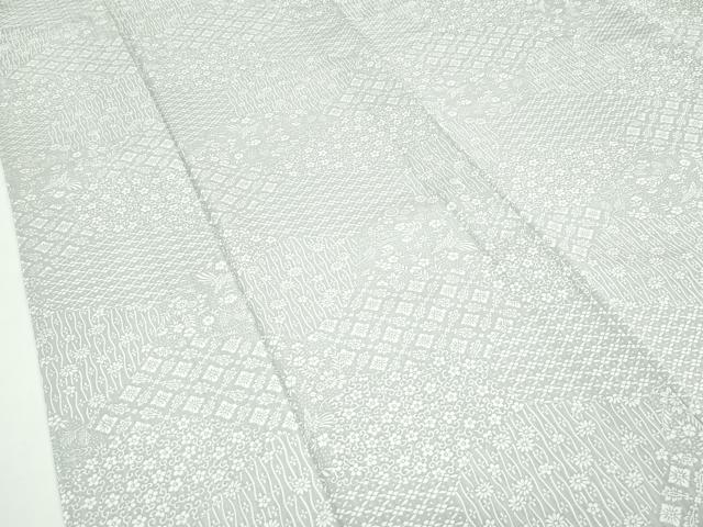 平和屋着物▽上質な小紋　単衣　切嵌鳳凰吉祥花文　正絹　逸品　CABF4725rv