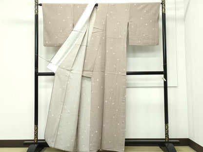 平和屋着物▽上質な小紋　単衣　蕪　成り物　たたき染め　正絹　逸品　CABF4726rv
