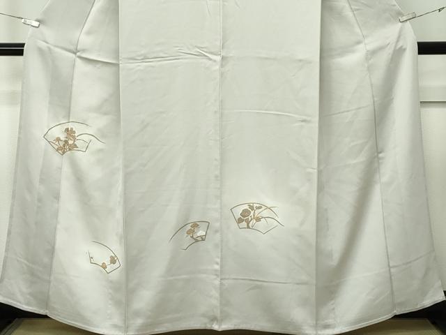 平和屋着物▽訪問着　単衣　竹屋町刺繍　地紙草花文　金糸　正絹　逸品　CABF4732rv