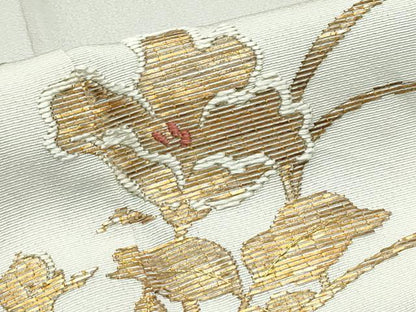 平和屋着物▽訪問着　単衣　竹屋町刺繍　地紙草花文　金糸　正絹　逸品　CABF4732rv