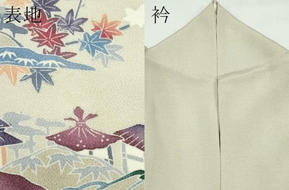 平和屋着物▽訪問着　単衣　型染め　飛鳥風景文　鬼しぼ縮緬　正絹　逸品　CABF4733rv