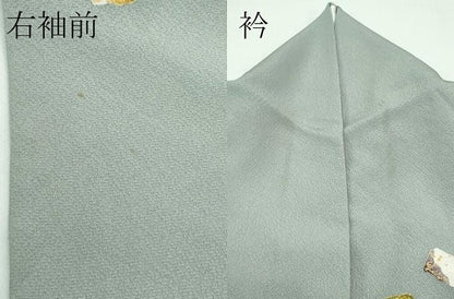 平和屋着物▽上質な小紋　単衣　破れ切箔文　金彩　正絹　逸品　CABF4734rv