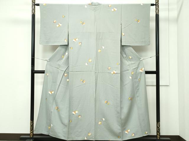 平和屋着物▽上質な小紋　単衣　破れ切箔文　金彩　正絹　逸品　CABF4734rv