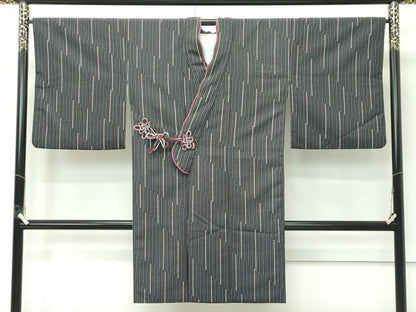 平和屋着物∞正絹　道中着　ロング丈　変わり縞　洗える着物　CABF4735rv