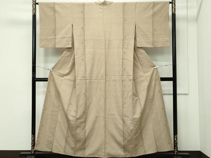 平和屋着物▽上質な紬　単衣　花間道　正絹　逸品　CABF4737rv