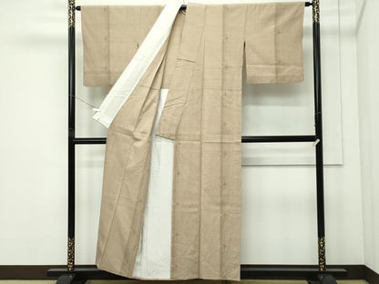 平和屋着物▽上質な紬　単衣　花間道　正絹　逸品　CABF4737rv
