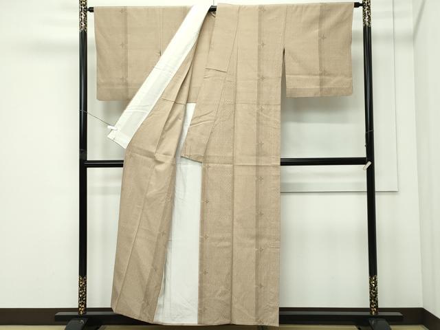 平和屋着物▽上質な紬　単衣　花間道　正絹　逸品　CABF4737rv
