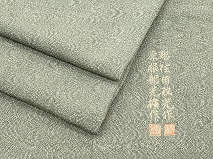 平和屋着物▽江戸小紋　単衣　彫士：住田双光・染士：服部光擴　極小鮫小紋柄　鬼しぼ縮緬　正絹　逸品　CABF4738rv