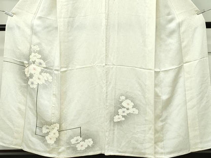 平和屋着物▽訪問着　単衣　草花文　たたき染め　正絹　逸品　CABF4740rv