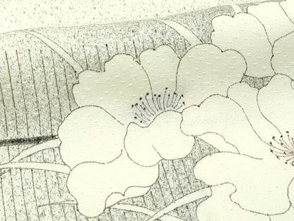 平和屋着物▽訪問着　単衣　草花文　たたき染め　正絹　逸品　CABF4740rv