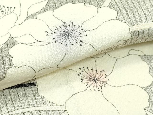 平和屋着物▽訪問着　単衣　草花文　たたき染め　正絹　逸品　CABF4740rv