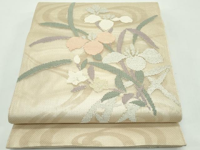 平和屋着物＊夏物 太鼓柄袋帯 杜若 金銀糸 正絹 逸品 CABF4741rv