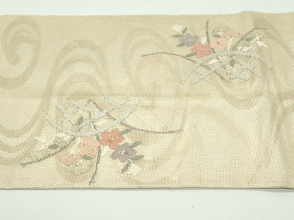 平和屋着物＊夏物 太鼓柄袋帯 杜若 金銀糸 正絹 逸品 CABF4741rv