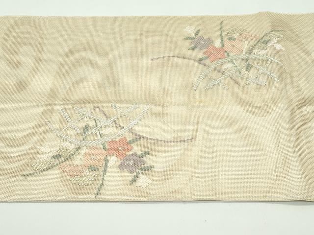平和屋着物＊夏物 太鼓柄袋帯 杜若 金銀糸 正絹 逸品 CABF4741rv
