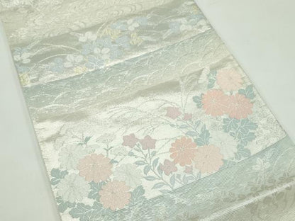 平和屋着物＊夏物　六通柄　秋草文　金銀糸　袋帯　正絹　逸品　CABF4743rv