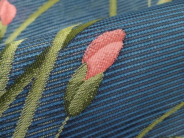 平和屋着物＊夏物　九寸名古屋帯　草花文　正絹　逸品　CABF4746rv