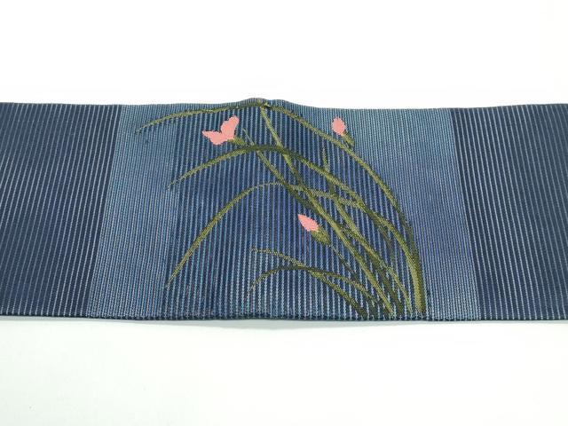 平和屋着物＊夏物　九寸名古屋帯　草花文　正絹　逸品　CABF4746rv