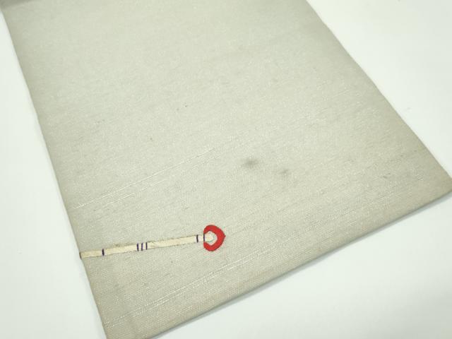 平和屋着物＊夏物　アンティーク　大正ロマン　九寸名古屋帯　総刺繍　駒刺繍　矢羽草花文　金銀糸　正絹　逸品　CABF4749rv